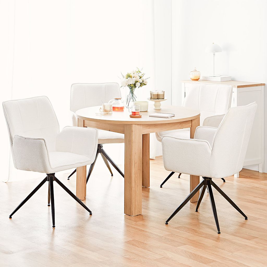 Homestyle4u Esstisch rund Ø 106 cm Braun Esszimmertisch Holztisch Küchentisch Holz Eiche