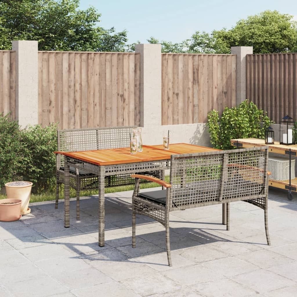 Maison Exclusive - 3-tlg. Garten-Essgruppe mit Kissen Grau Poly Rattan