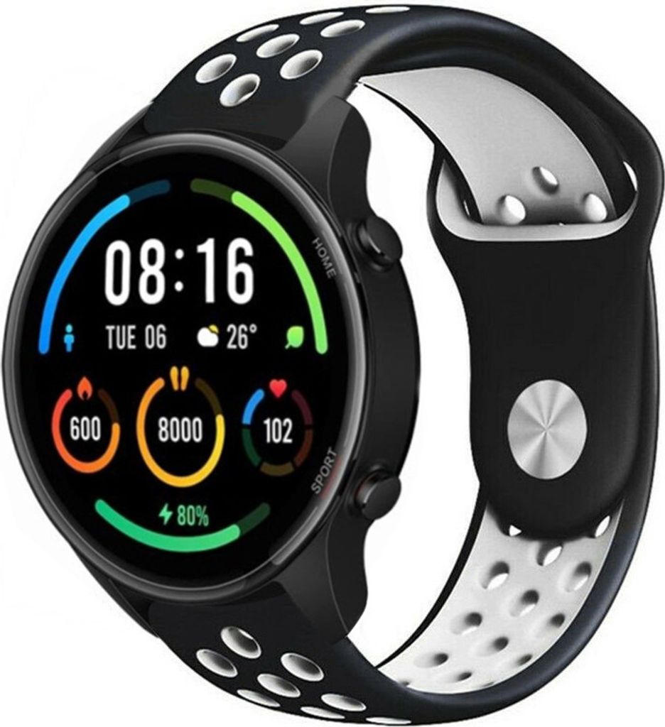 Strap-it Xiaomi Mi Watch Sportarmband (Schwarz/Weiß)