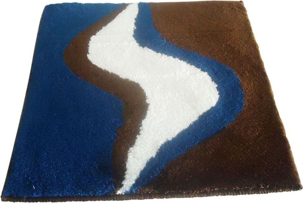 Sanwood WC Vorleger Toilettenvorleger Badematte Bad Teppich 60x60cm Linda braun-blau