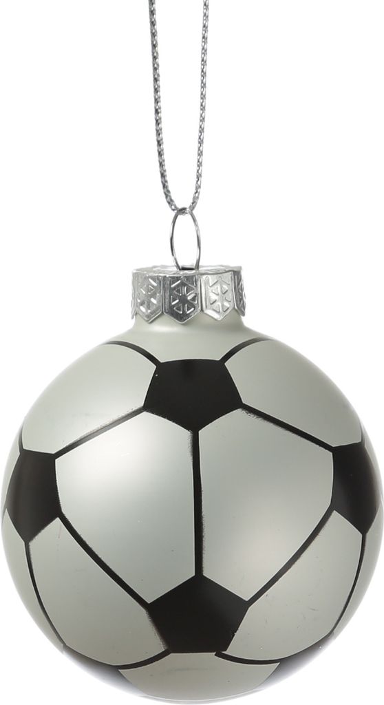 Weihnachtsbaumschmuck Fußball - Christbaumschmuck - Glas - D: 5,6cm - schwarz, weiß