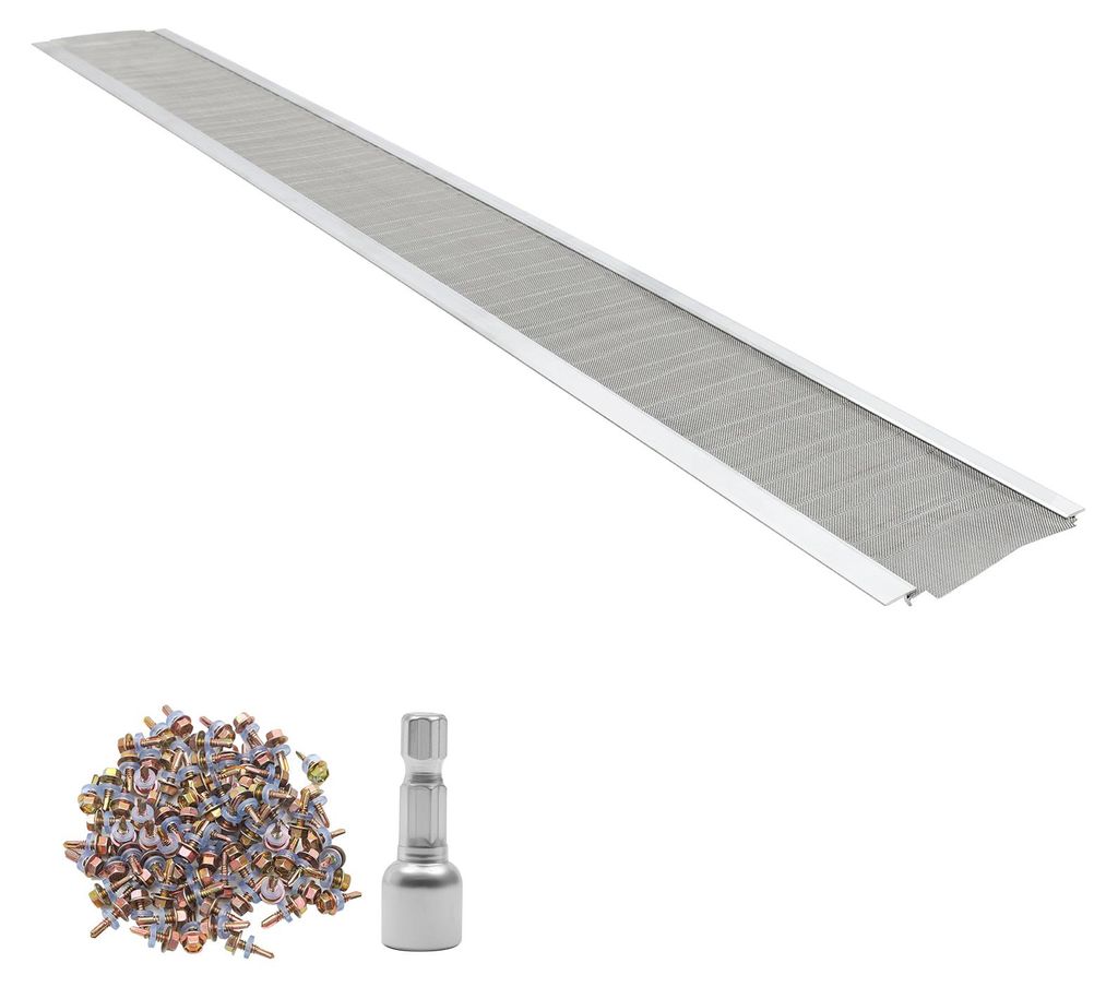 SucceBuy 12er-Set Dachrinnenschutz 152,4 mm, Aluminium-Laubfangstreifen mit Edelstahl-Mikromaschen, zuschneidbarer Schutz mit 14,63 m Gesamtlänge,...