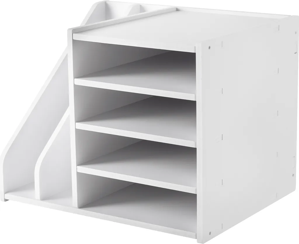 Organiseur de bureau blanc 4+2 compartiments pour tri de documents