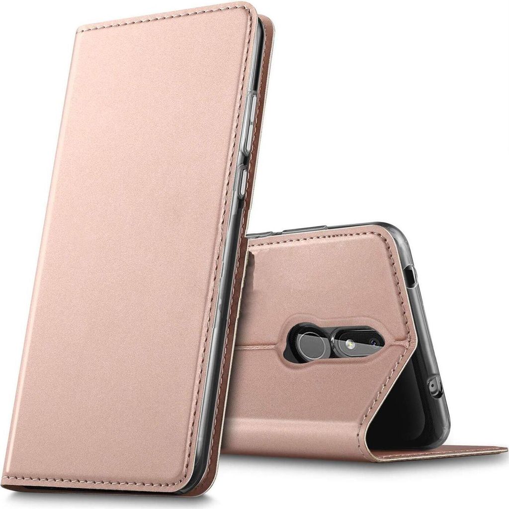 Conie Ultra Slim Klapp Tasche für Nokia 2.4 Kartenfach Hülle Rundumschutz in Rosa