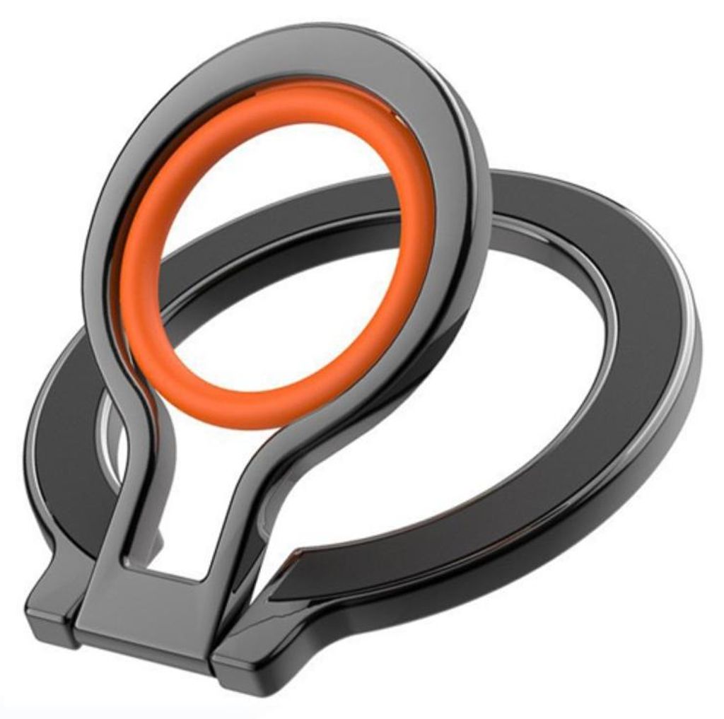 INF MagSafe magnetischer Handyring Aluminium und Silikon 6.2cm 360 Grad Schwarz+Orange