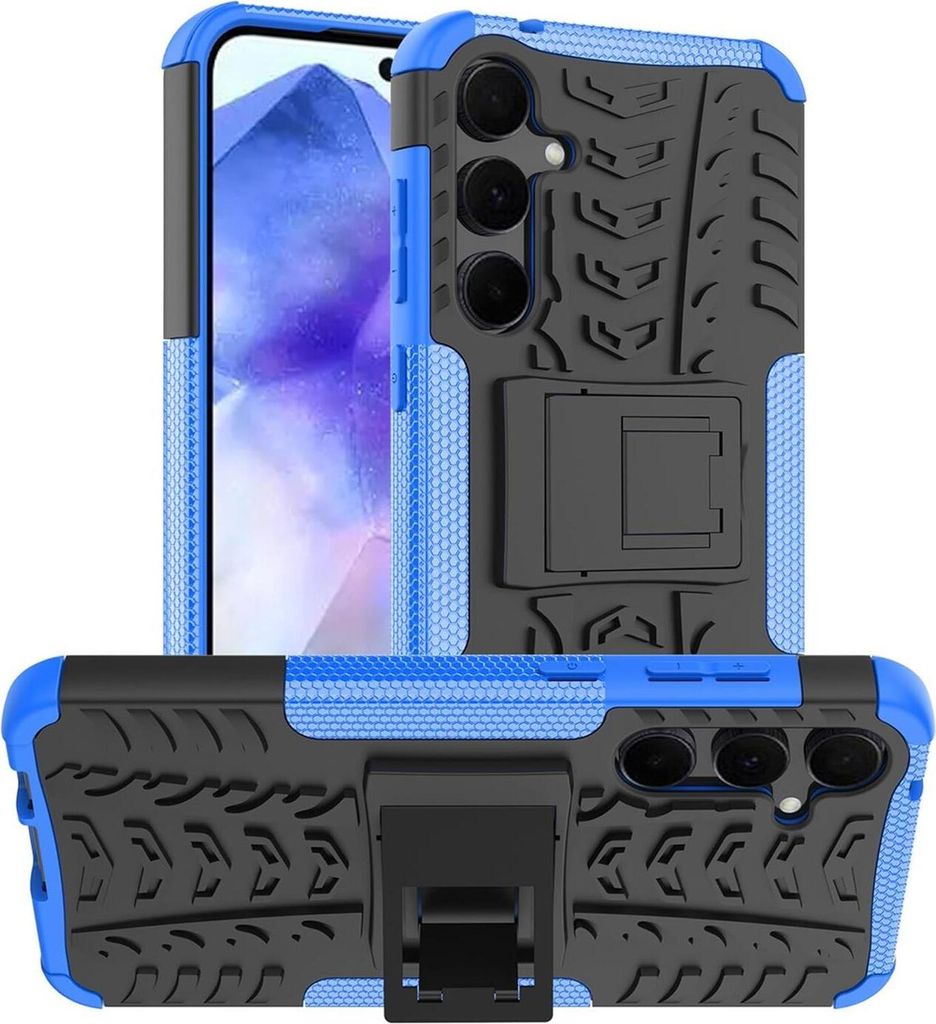Conie Outdoor Schutzhülle für Samsung Galaxy A35 5G Hybrid Silikon Hard Case Cover Hülle mit Ständer in Blau