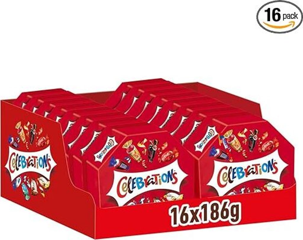 A display box of Celebrations chocolates.