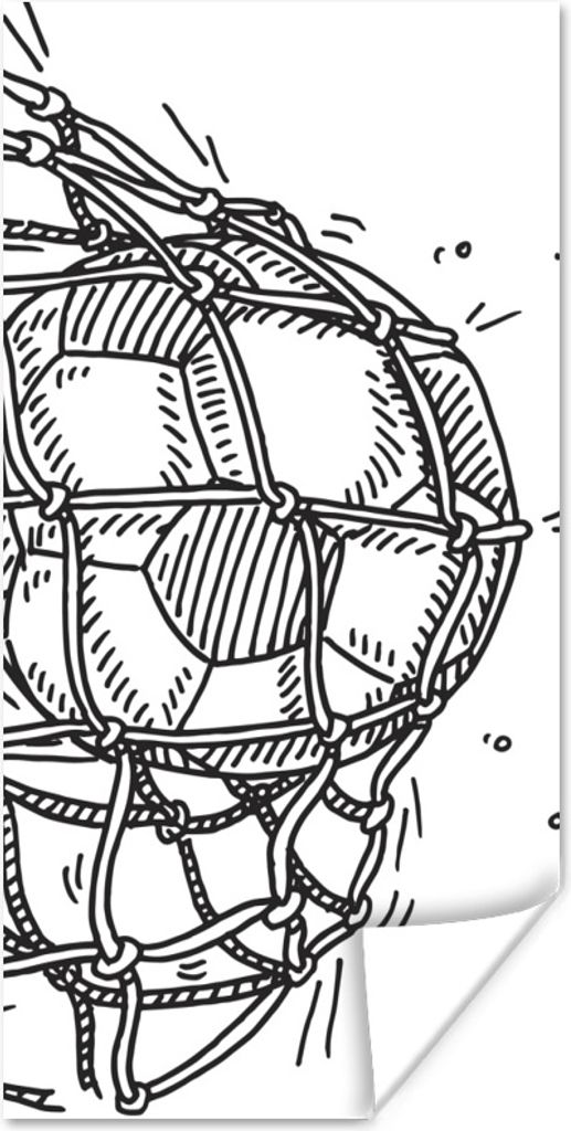MuchoWow Poster Eine Illustration eines Fußballschusses ins Tor - Jungen - Mädchen - Kinder 75x150 cm - Dekoration für die Wände