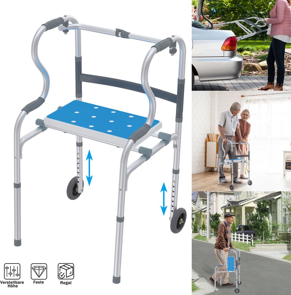 LARS360 Cadre de marche pliable avec assise, aide à la Image du produit 