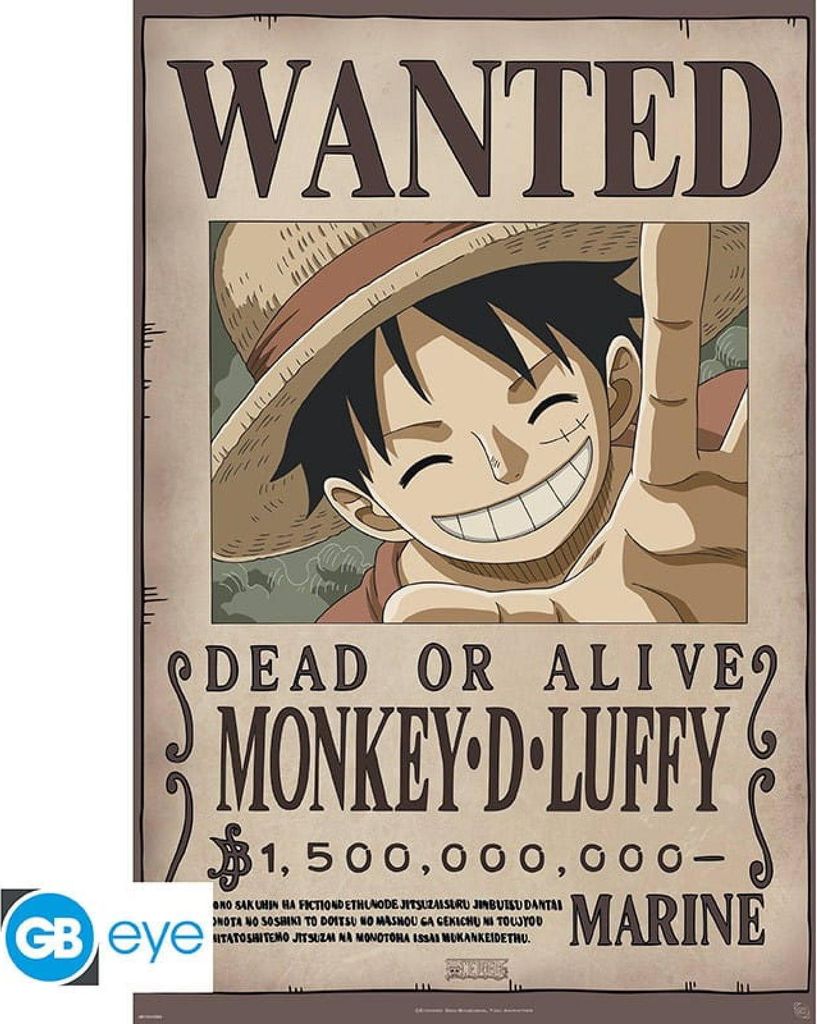 Poster One Piece : Wanted Ruffy nouveau (91,5 x 61 cm) Image du produit 