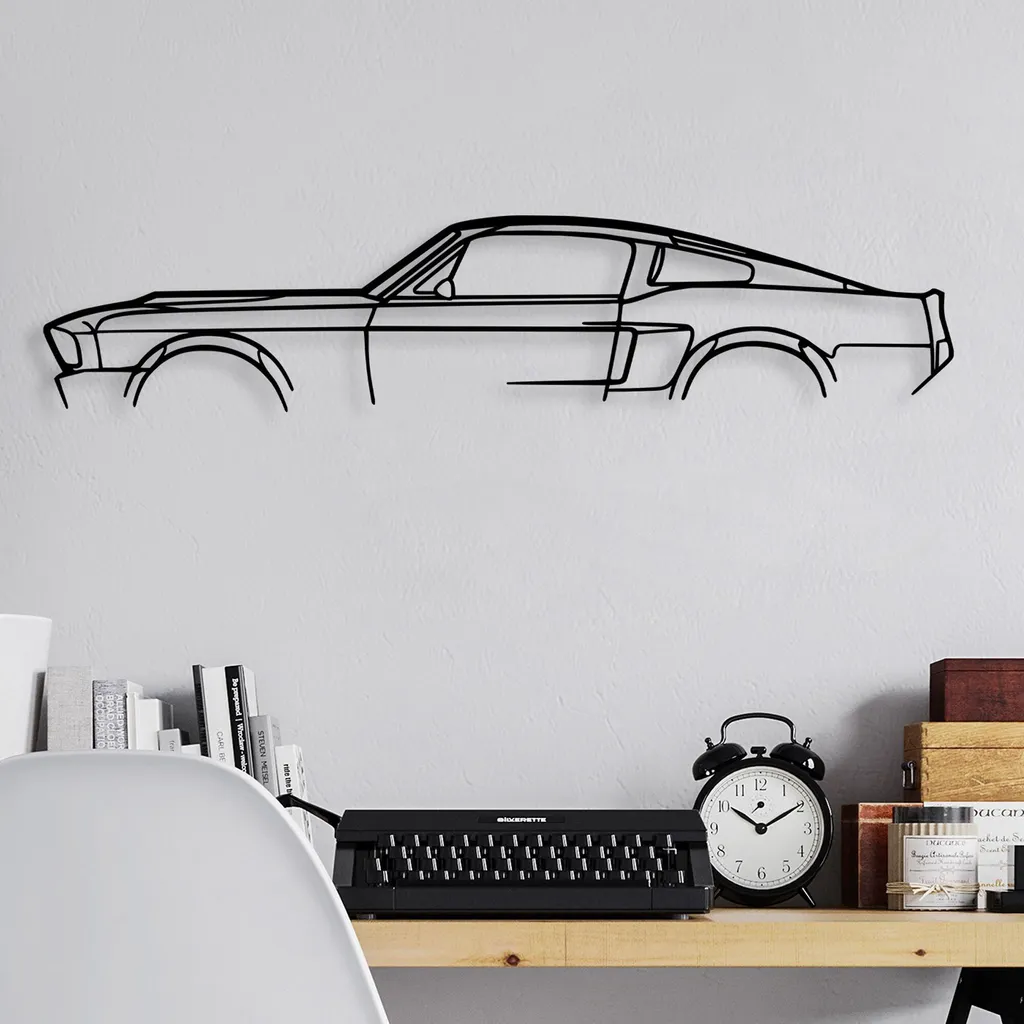 Décoration Murale Métal Ford Mustang Shelby GT500 1967 Noir 70 x 15 cm