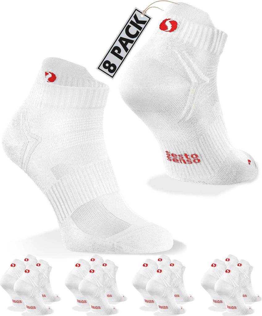 Sesto Senso Sportsocken Quarter Unisex Zum Laufen Weiß Größe 47-50 - 8er-Pack