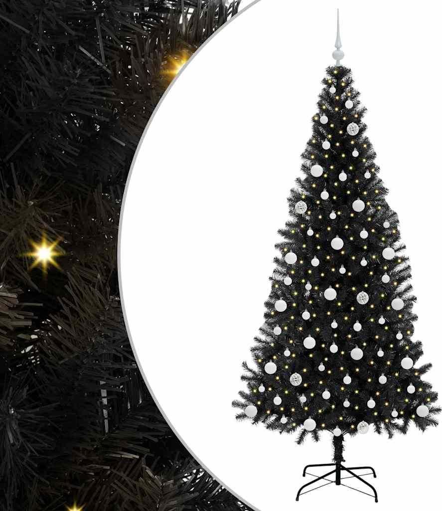 vidaXL Weihnachtsbaum mit 300 LEDs mit Ständer Schwarz 210 cm PVC