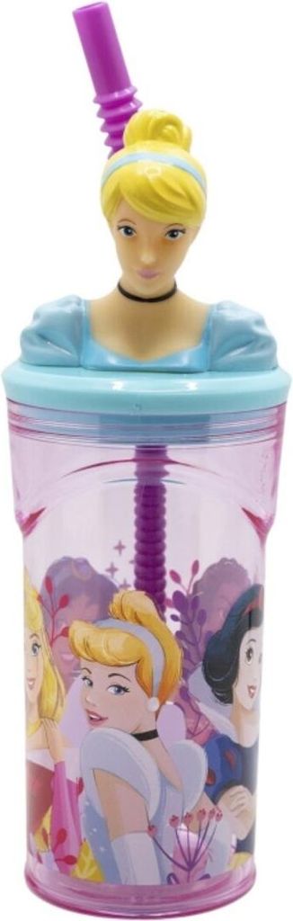Disney Princess Becher 3D Kindertrinkbecher 360ml mit Strohhalm