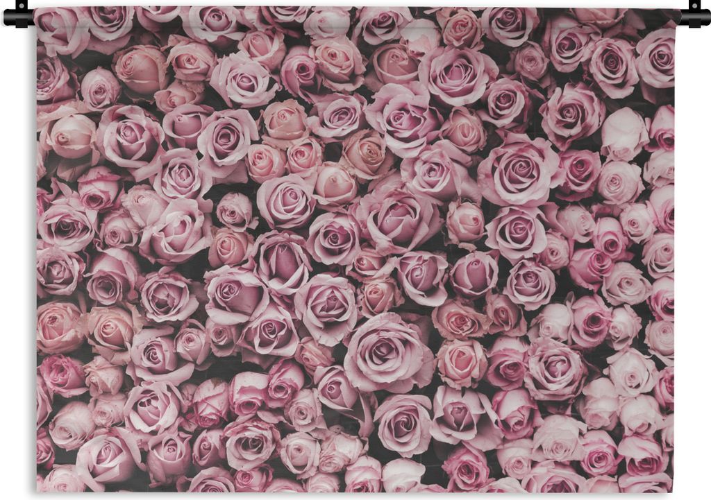 MuchoWow Wandteppich Wandbehang Blumen - Rosen - Natur - Rosa - Botanisch 60x45 cm Tapisserie Dekoration Wandtuch - Das Schlafzimmer