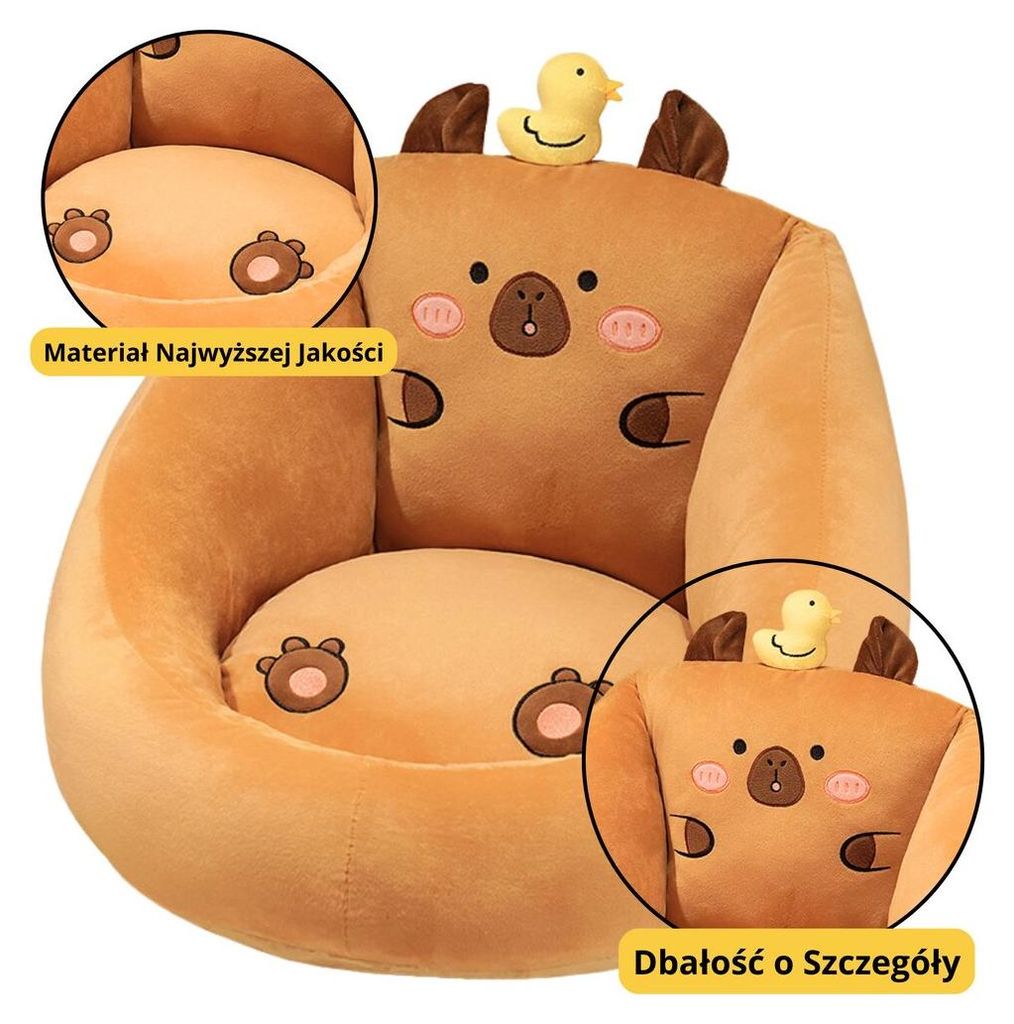 Pluche kinderfauteuil Capybara met eend bruin 50x45cm Productafbeelding 