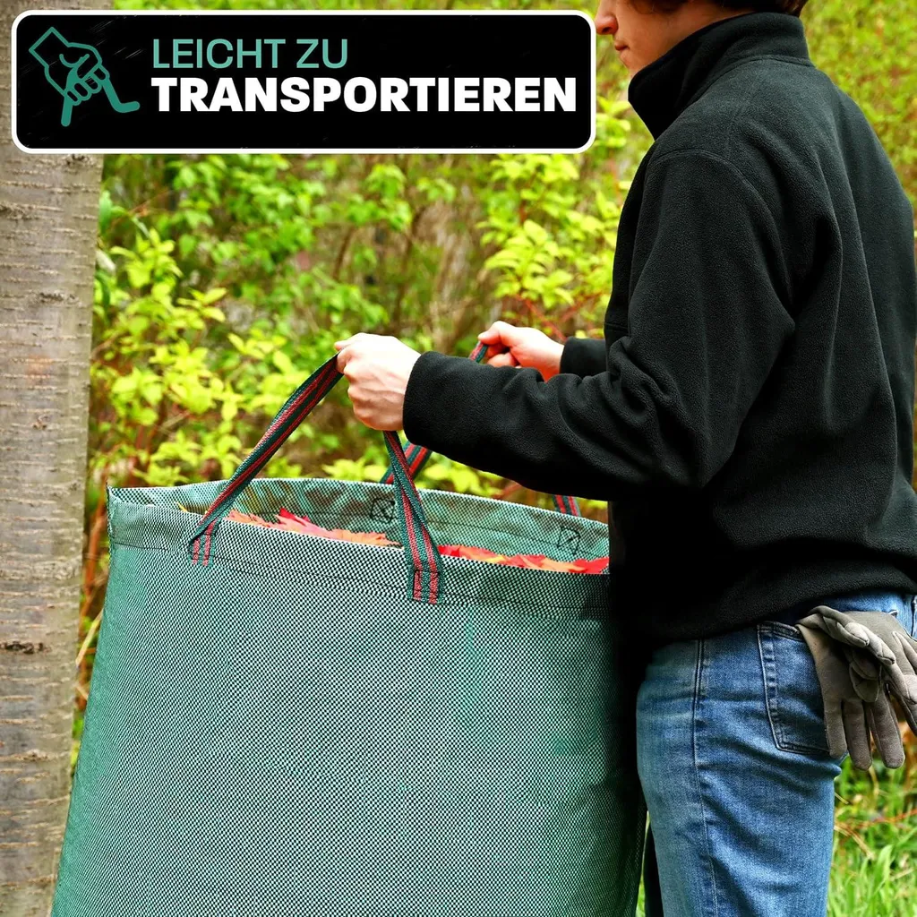Sac poubelle de jardin 300L pour ramassage facile de l'herbe et feuilles
