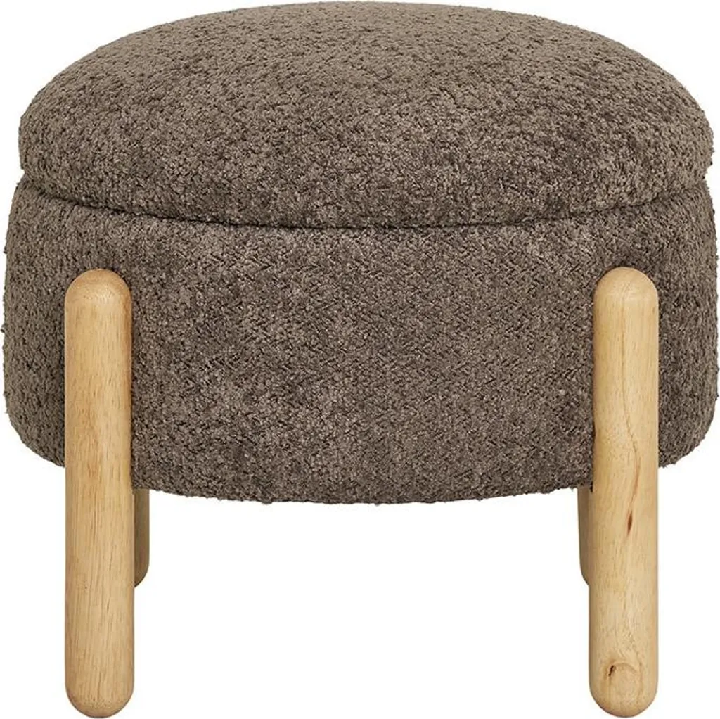 Lisa Design Rosie - Pouf en Tissu Bouclette Marron - Design Scandinave