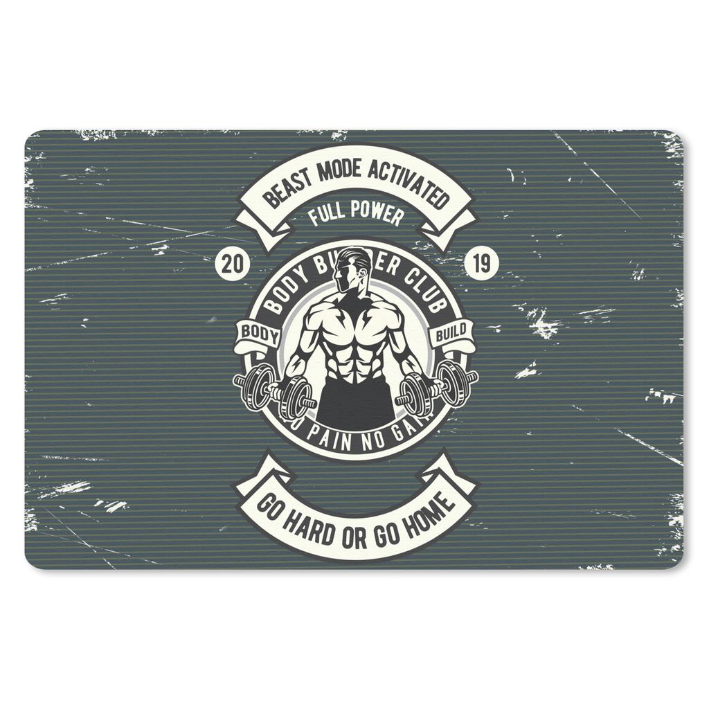 MuchoWow Mauspad Mousepad Mancave - Gewichte - Retro - Grau 27x18 cm - Mousepads - Maus Mat - Pad - Mausunterlage - Büroartikel - Desk Matten