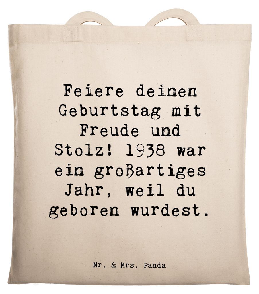 Mr. & Mrs. Panda Jutebeutel Spruch 1938 Geburtstag - Weiß - Geschenk, Geburtstagsgeschenk, Jubiläumsgeschenk, Tasche, Laptoptasche, Feiern, Beute...