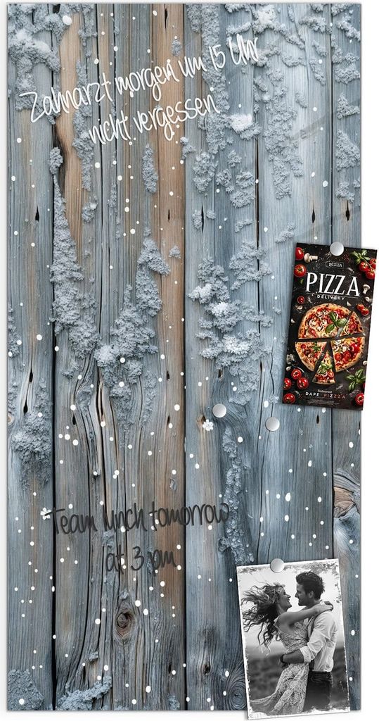 Magnettafel 50x100cm Pinnwand Whiteboard beschreibbar - Winter Holzpaneele