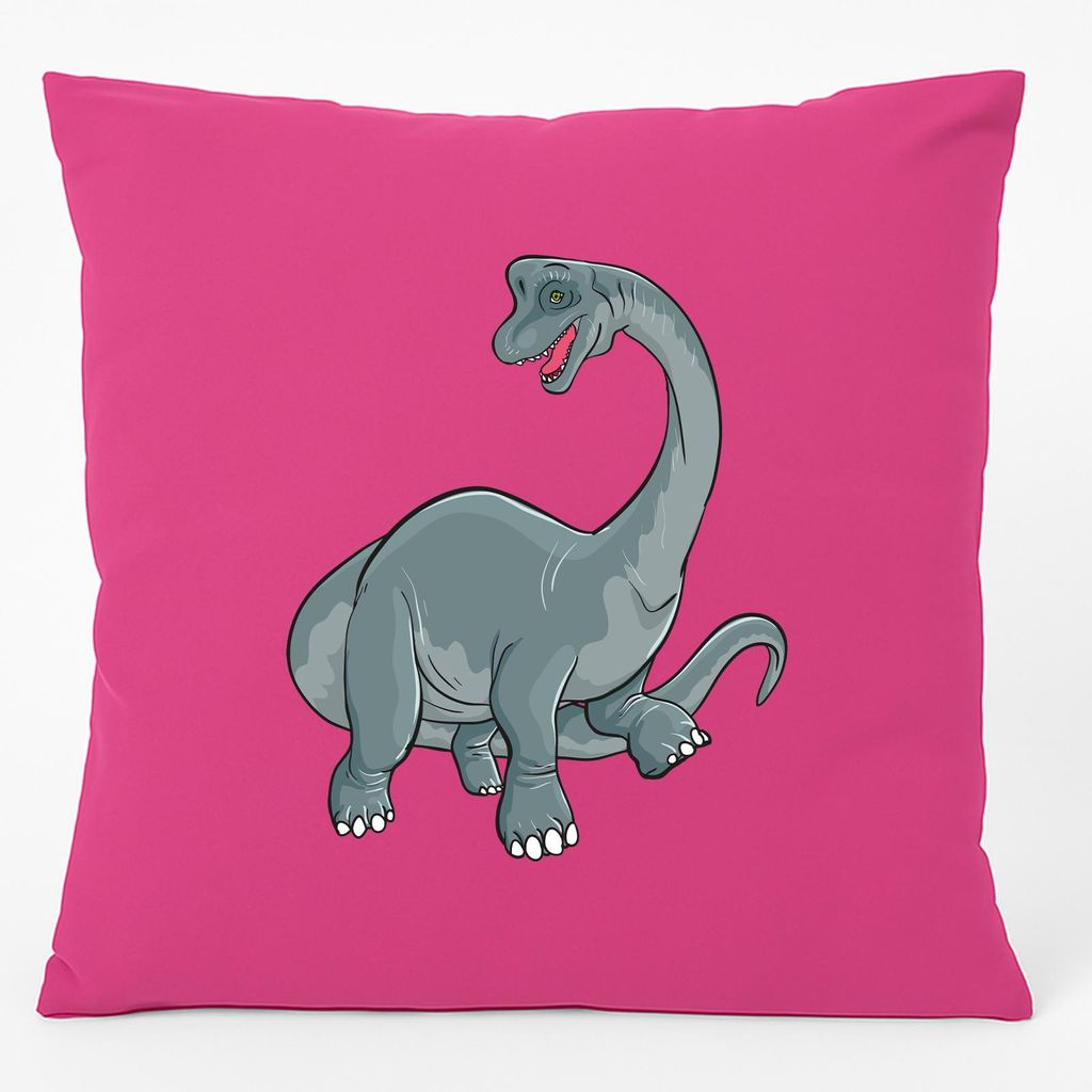 Huuraa Kissen Brachiosaurus Dinosaurier 40x40cm mit Füllung Fuchsia Baumwolle Dekokissen Geschenkidee