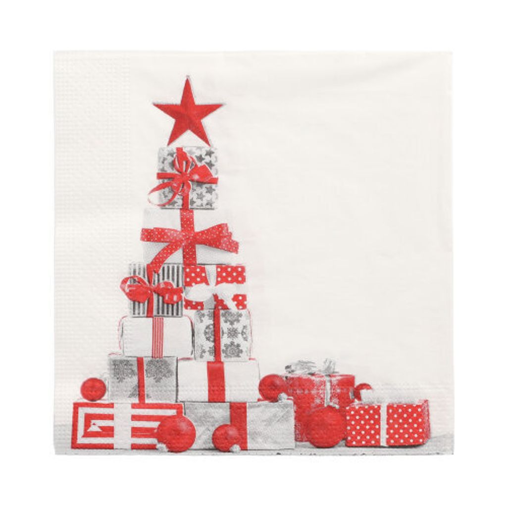 20 Servietten. 3-lagig 1/4-Falz 33 cm x 33 cm "Cadeaux"