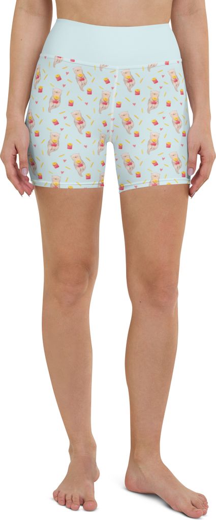 Mr. & Mrs. Panda Yoga Shorts Otter Pommes Größe XL - Türkis - Geschenk, Muster, Sportbekleidung, Sporthose, Yogabekleidung, Sportshorts, Damen