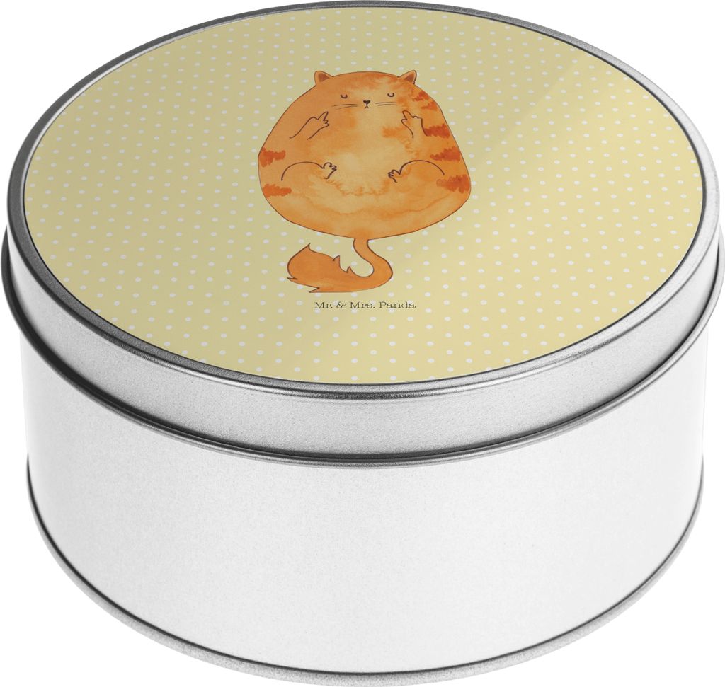 Mr. & Mrs. Panda Dose Katze Frühaufsteher - Gelb Pastell - Geschenk, Erinnerungsbox, Vorratsdosen, Tiger, Mittelfinger, Kaffeedose, Keksdose, zuck...