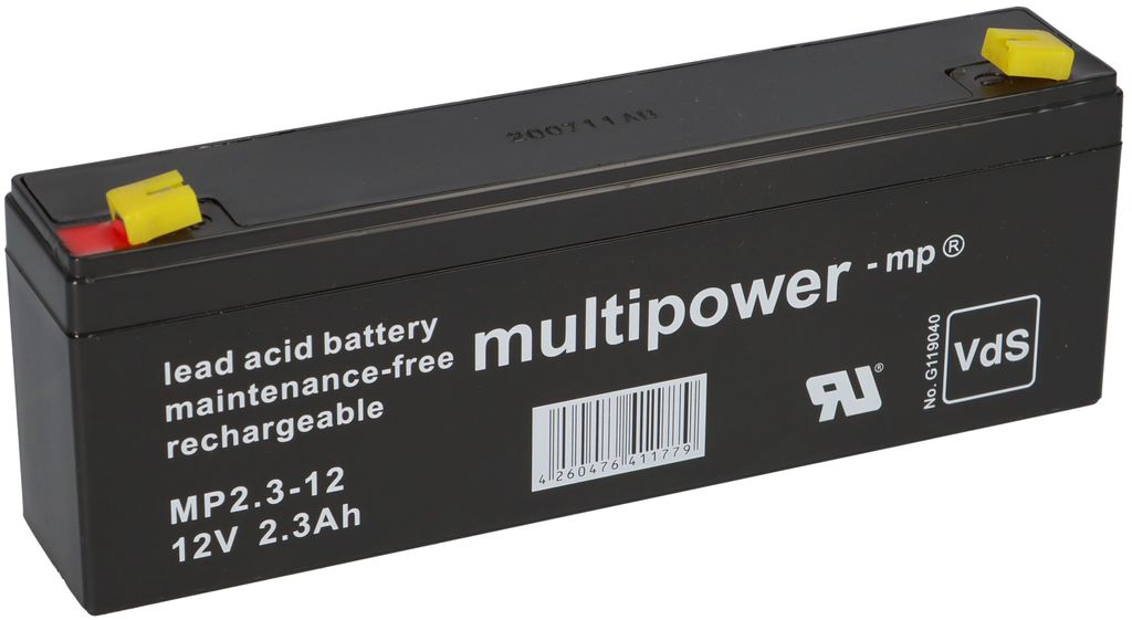 multipower MP2.2-12 – 12 V 2,3 Ah AGM Bleiakku (VRLA), VdS Immagine del prodotto 