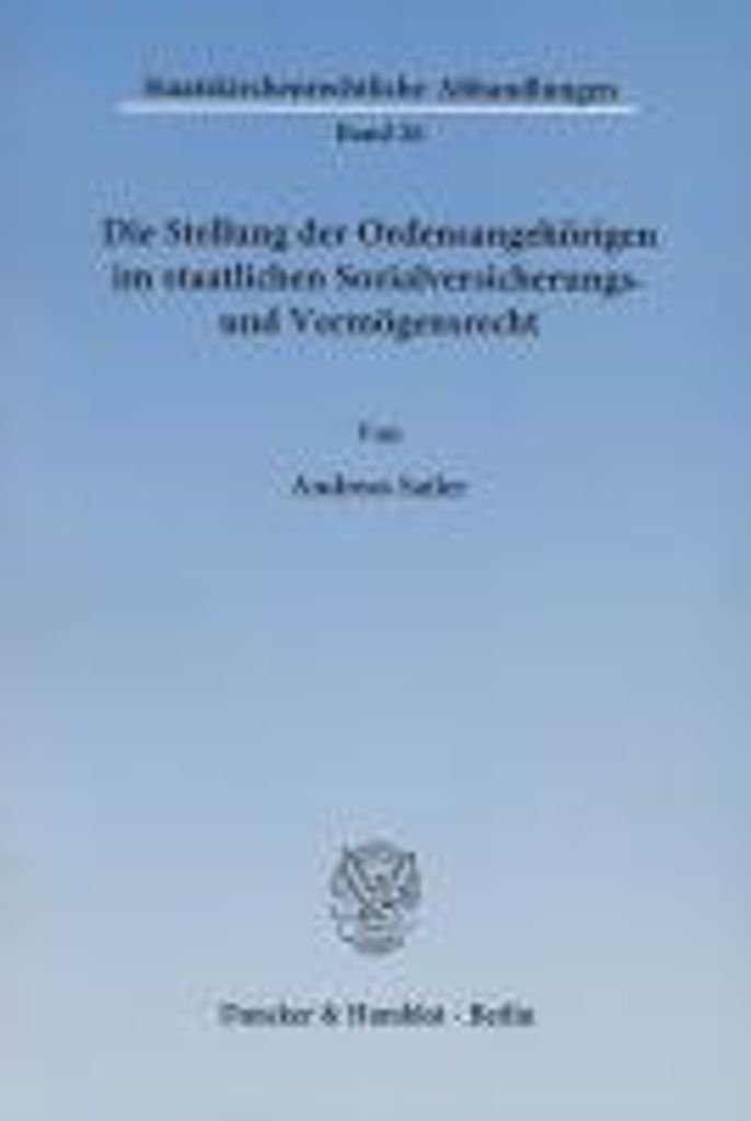 Sailer, A: Stellung d. Ordensangehoerigen