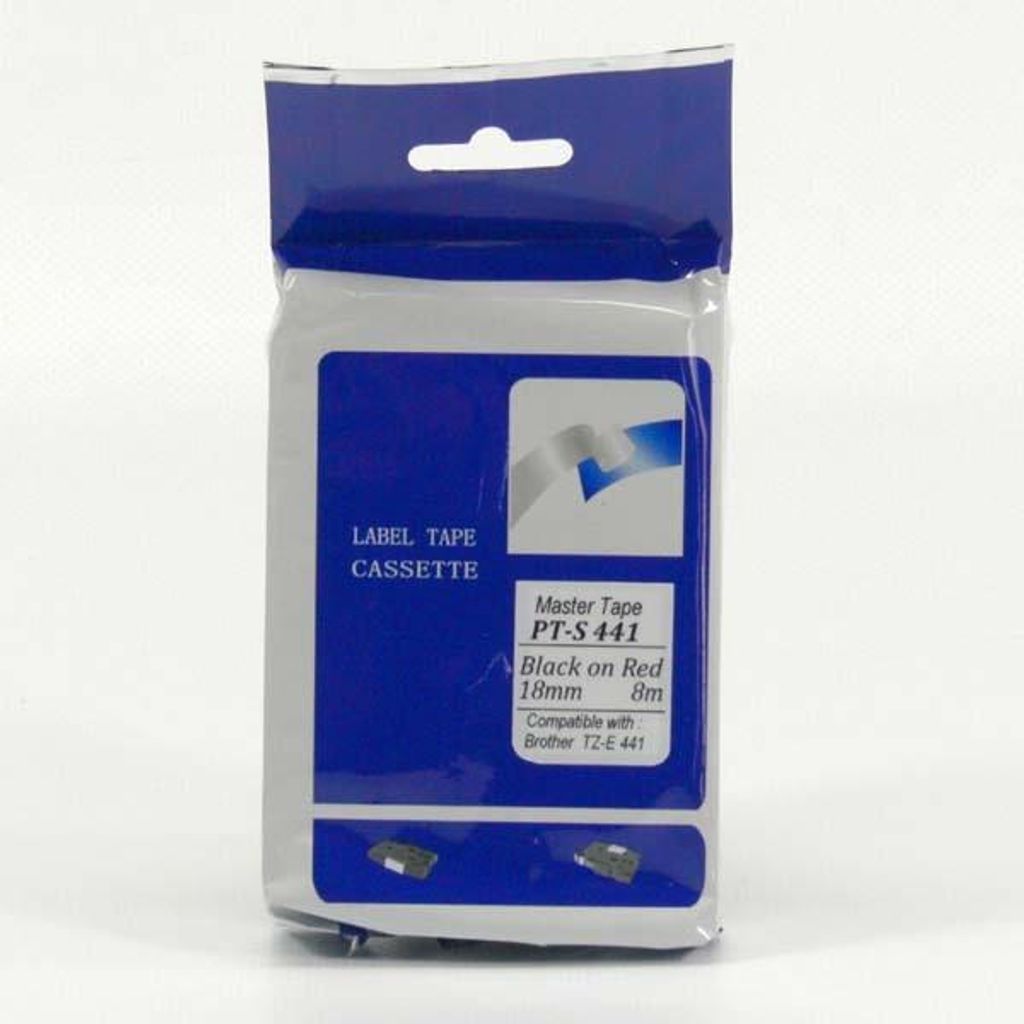 Master Tape kompatibles Farbband für Brother, PT-S441, schwarzer Druck/rotes Trägermaterial, nicht laminiert, 8m, 18mm