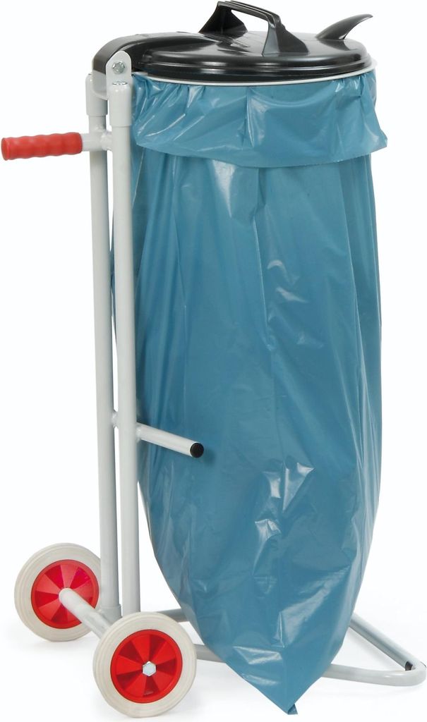 Abfallsammler H960xB500xT500mm 120l lichtgrau Klemmvorr. 2Vollgummiräder,D.150mm