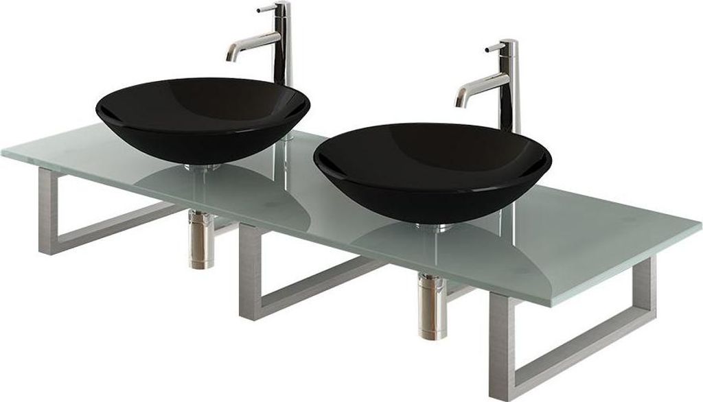 Alpenberger Design Doppel-Glaswaschschale Schwarz aus Produktbild