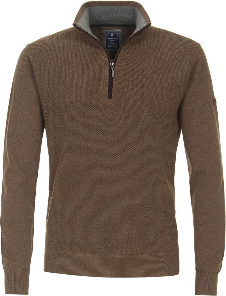 REDMOND Casual Herren Strick-Troyer Comfort Baumwolle Braun 4XL