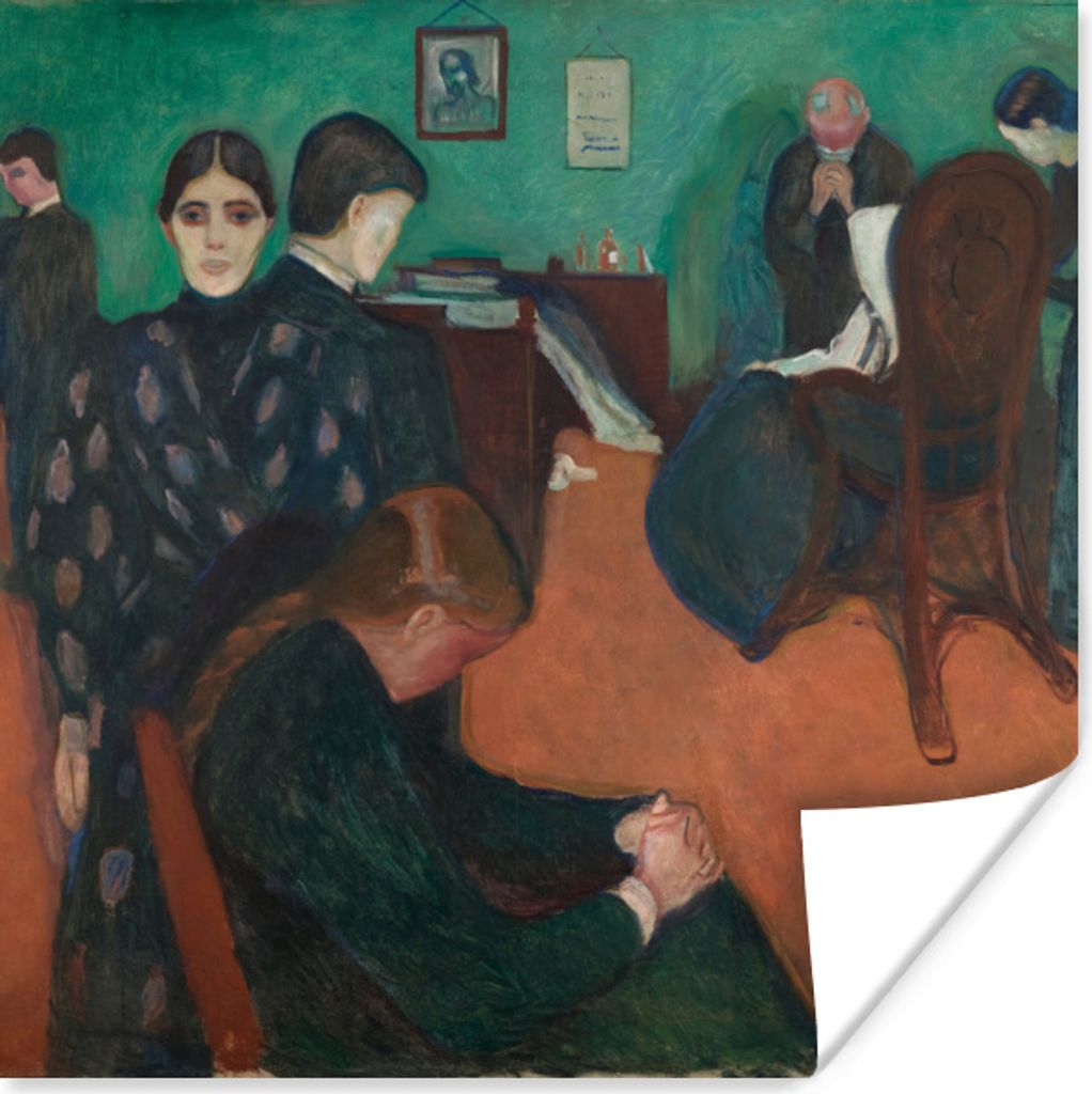 MuchoWow Poster Der Tod im Krankenzimmer - Edvard Munch 75x75 cm - Wand Dekoration