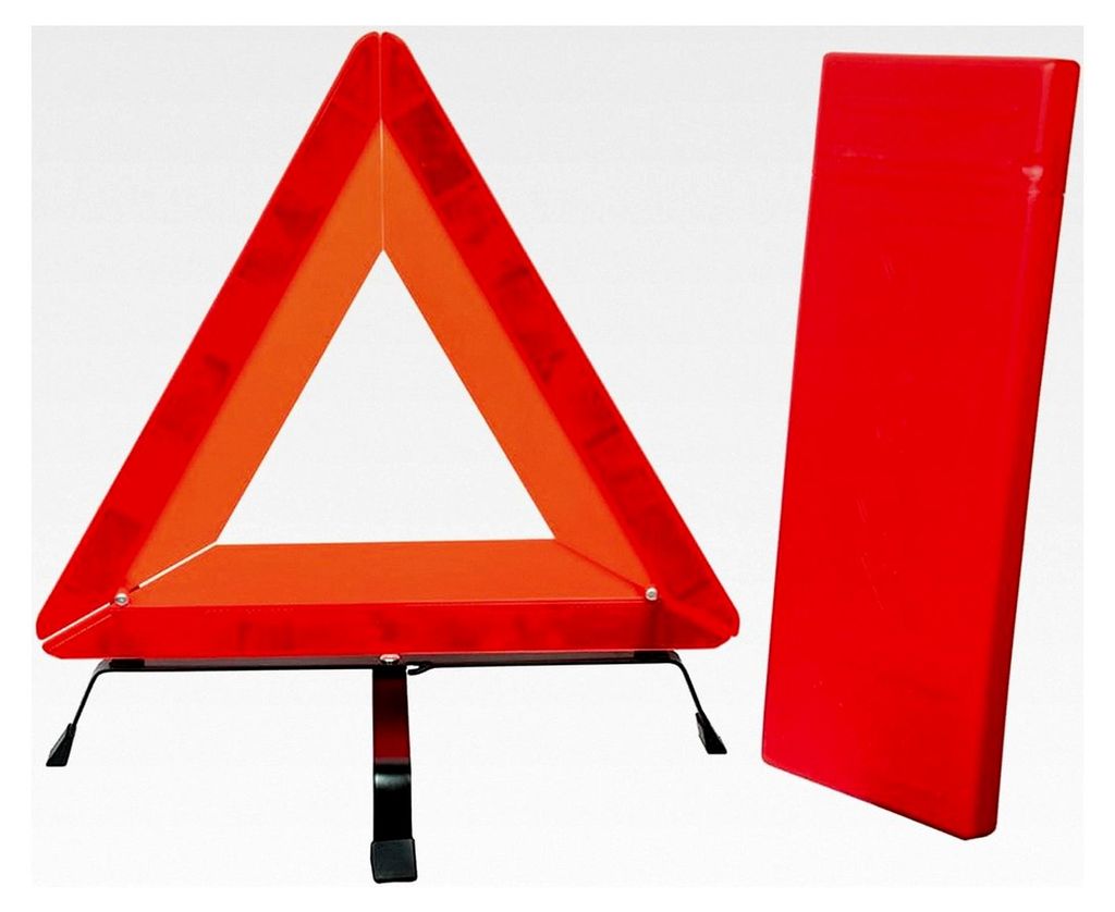 Warndreieck mit Metallfuß und Kunststoffkoffer, Notfall-Pannenhilfe, 3 Rückstrahlstreifen, zusammenlegbar