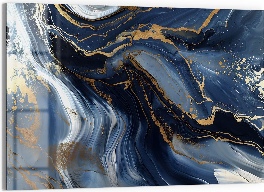 DEQORI Magnettafel Glas 60x40 cm 'Zeitlose Goldströmung' beschreibbar Whiteboard Küche