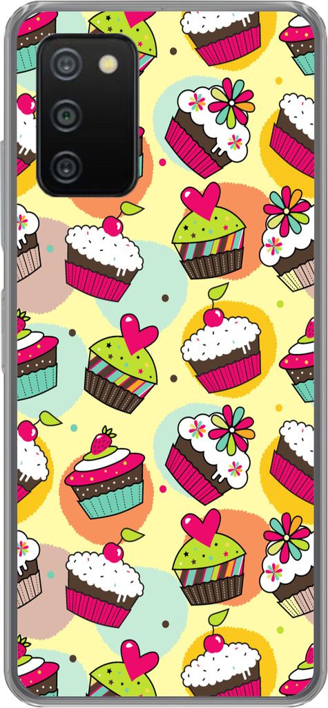 MuchoWow Handyhülle Schutzhülle Hülle für Telefoonhoesje Samsung Galaxy A03s Mädchen - Cupcake - Schnittmuster - Mädchen - Kinder - Baby Si...