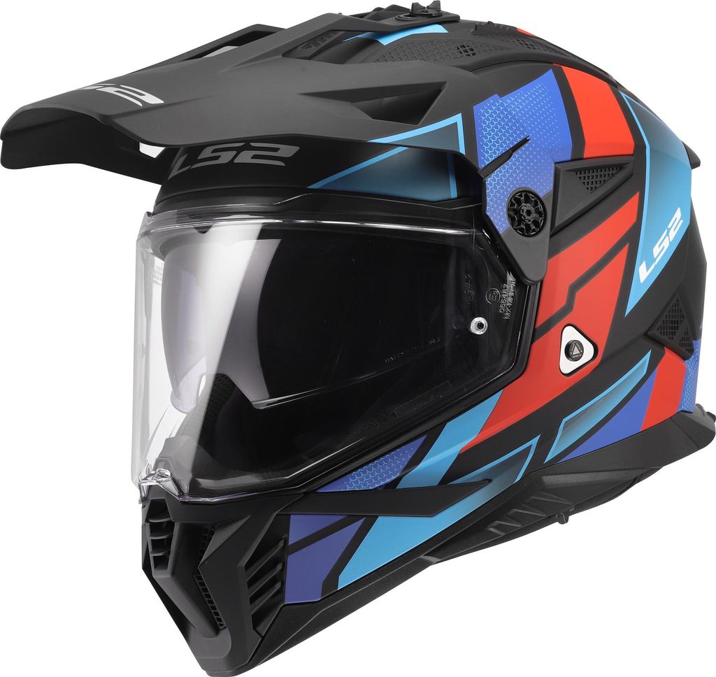 LS2 Endurohelm MX702 Pioneer II, zwart, rood, blauw, maat Productafbeelding 
