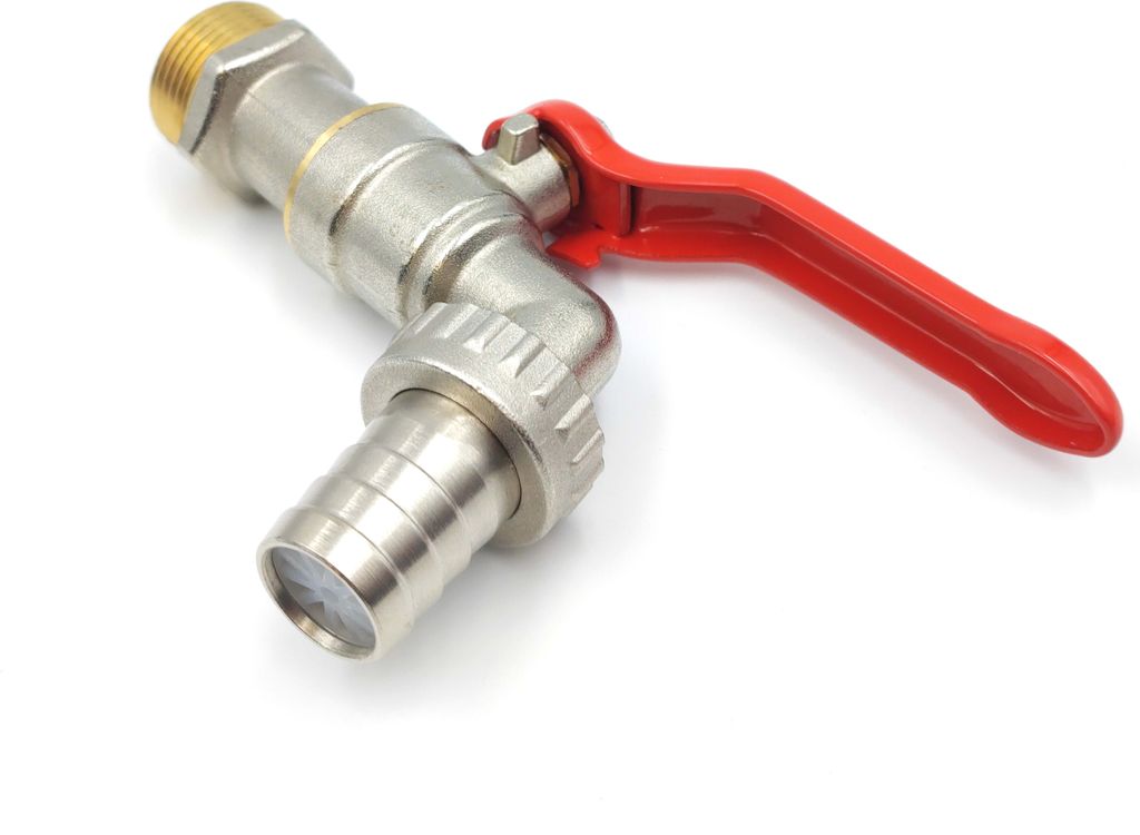 Auslaufhahn | Kugelauslaufhahn 3/4" | lange Version | matt verchromt | mit Schlauchverschraubung | Profiqualität