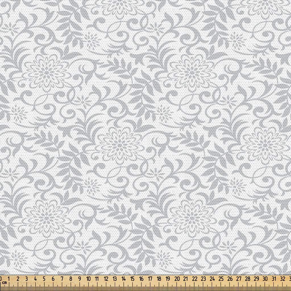 ABAKUHAUS Blumen Gewebe als Meterware, Blumenmuster mit abstrakten Nelken-Blumen-Motiven wirbelten Blätter-aufwändige Antike, 2 M (148 x 200 cm),...