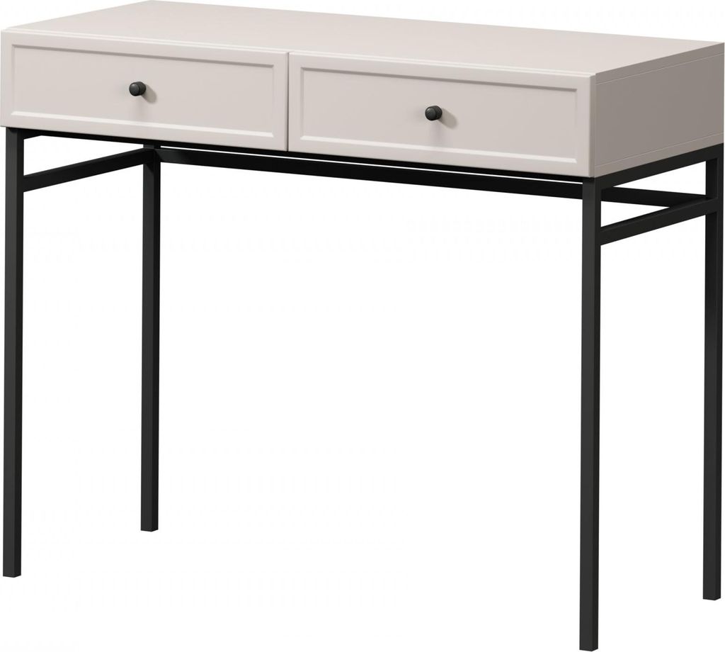 Lorini Schminktisch 100 cm mit Schubladen – Gestell aus Kaschmir und schwarzem Metall | Farbe: Kaschmir