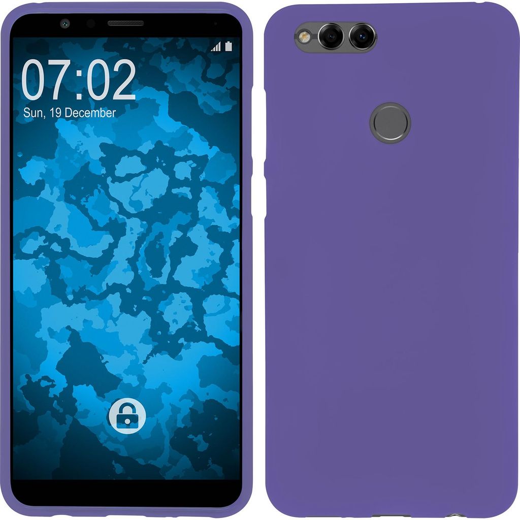 PhoneNatic Case kompatibel mit Huawei Honor 7x - lila Silikon Hülle matt Cover