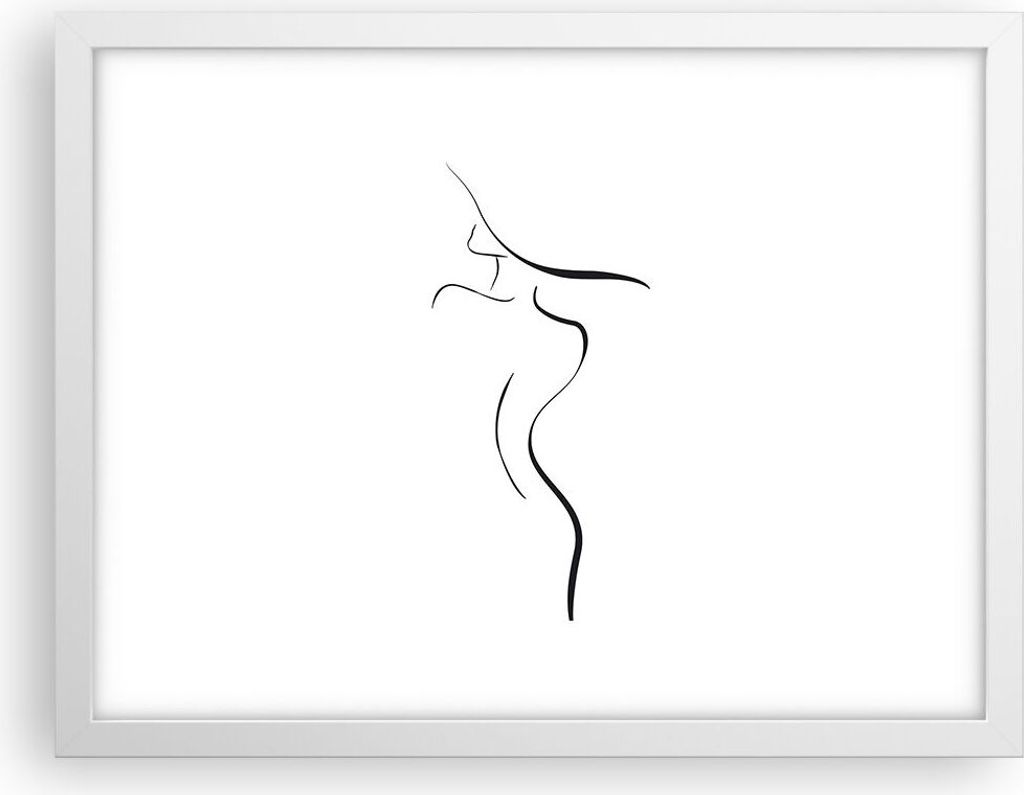 Gerahmtes Poster - Weißer Rahmen - Minimalismus Frau Hut - 40x30 cm - Wand Bild - Wanddeko - Wandbilder - Kunstposter - Wandposter - Bilderrahmen ...