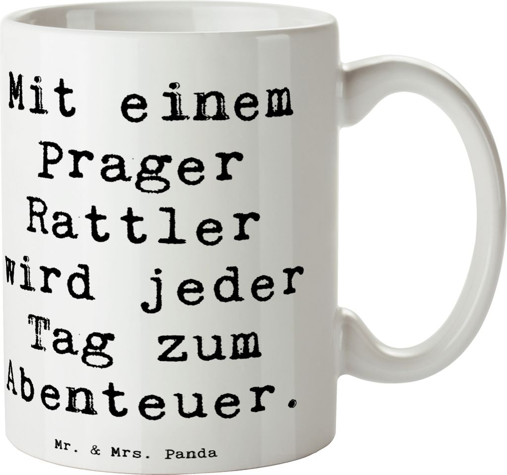 Mr. & Mrs. Panda Tasse Spruch Prager Rattler Abenteuer - Weiß - Geschenk, Hund, milchkaffeetasse, Becher, Kaffeetasse, haferl, Teetasse, Hunderass...