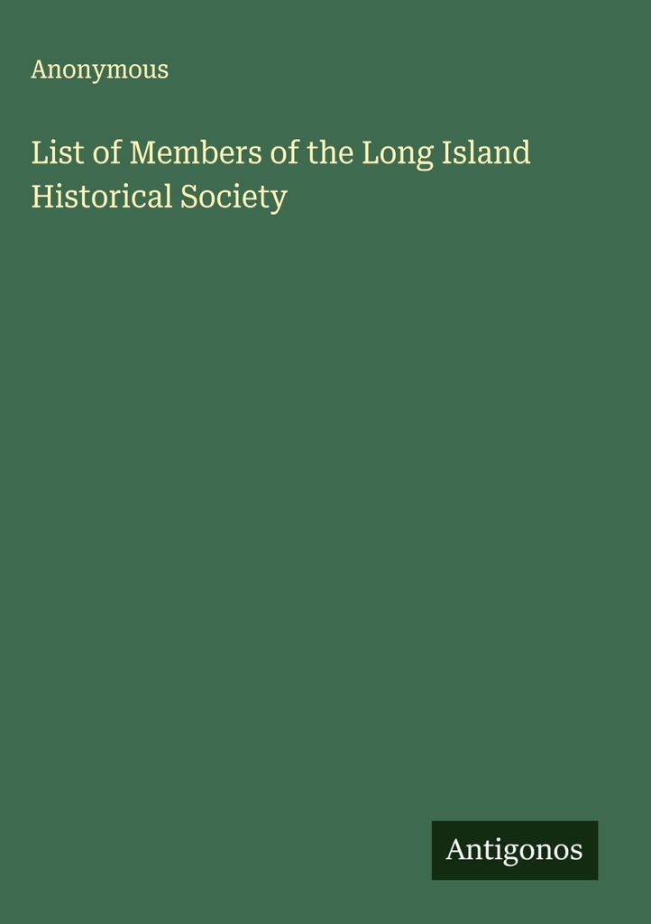 List of Members of the Long Island Historical Society