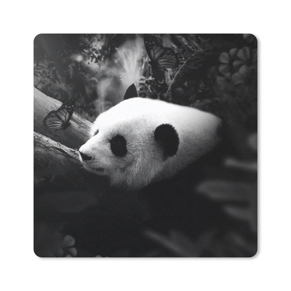 MuchoWow Mauspad Mousepad Tiere - Dschungel - Panda - Schwarz - Weiß 20x20 cm - Mousepads - Maus Mat - Pad - Mausunterlage - Desk Mat - Bureauar...
