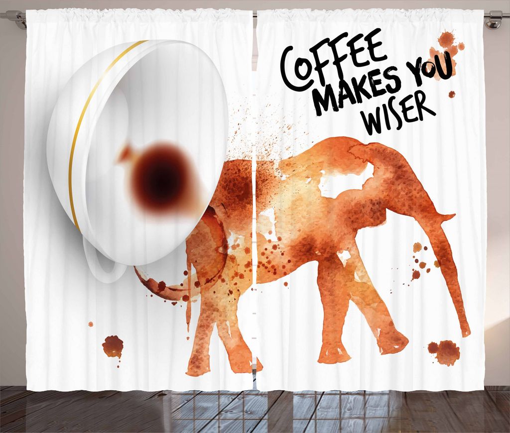 ABAKUHAUS Kaffee-Kunst Rustikaler Vorhang, Seien Sie Wiser Konzept, Wohnzimmer Universalband Gardinen mit Schlaufen und Haken, 280 x 245 cm, Siena ...