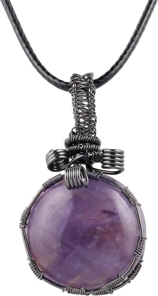 Collier en améthyste véritable avec enroulement manuel style bohème chic